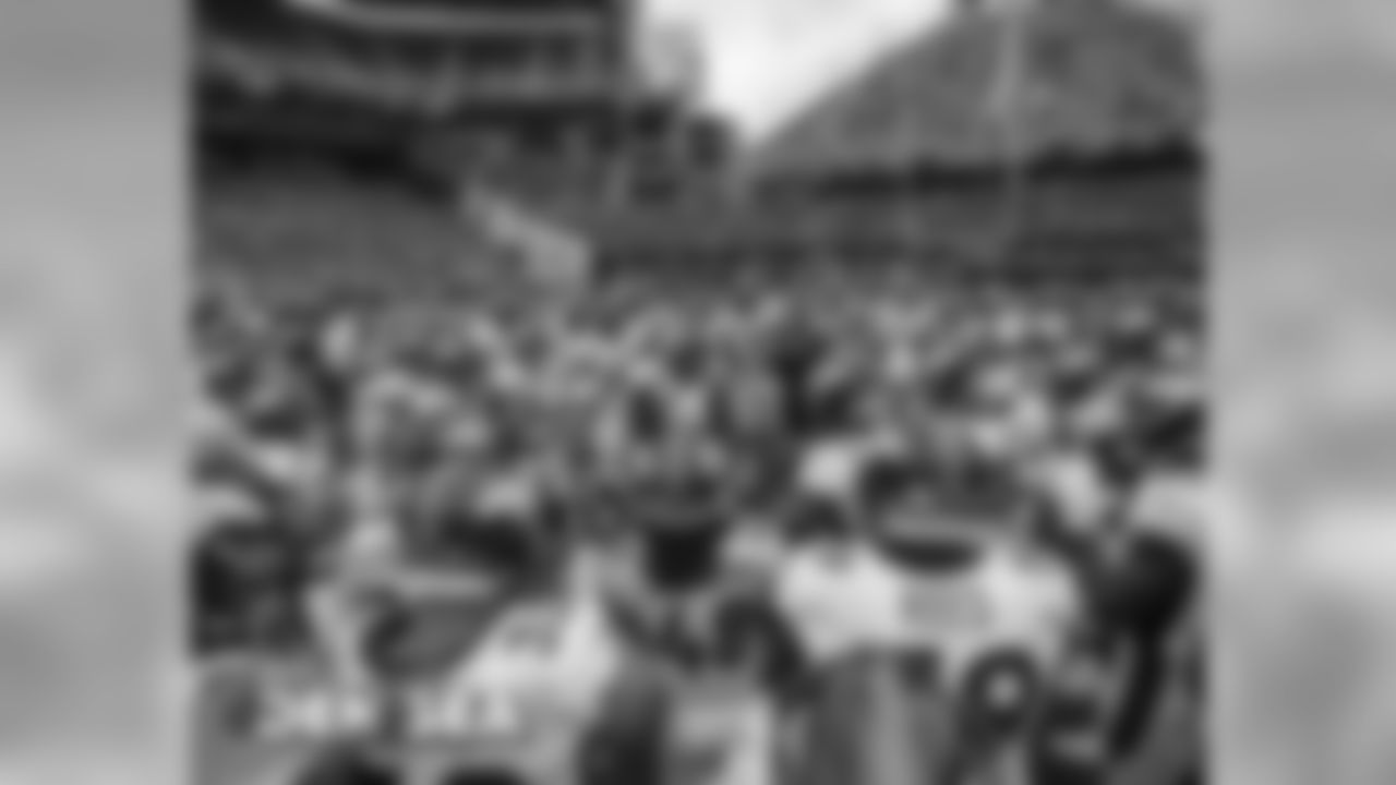 Von Miller breaks down the team huddle before a preseason game against the Seattle Seahawks at CenturyLink Field in Seattle on August 8, 2019.