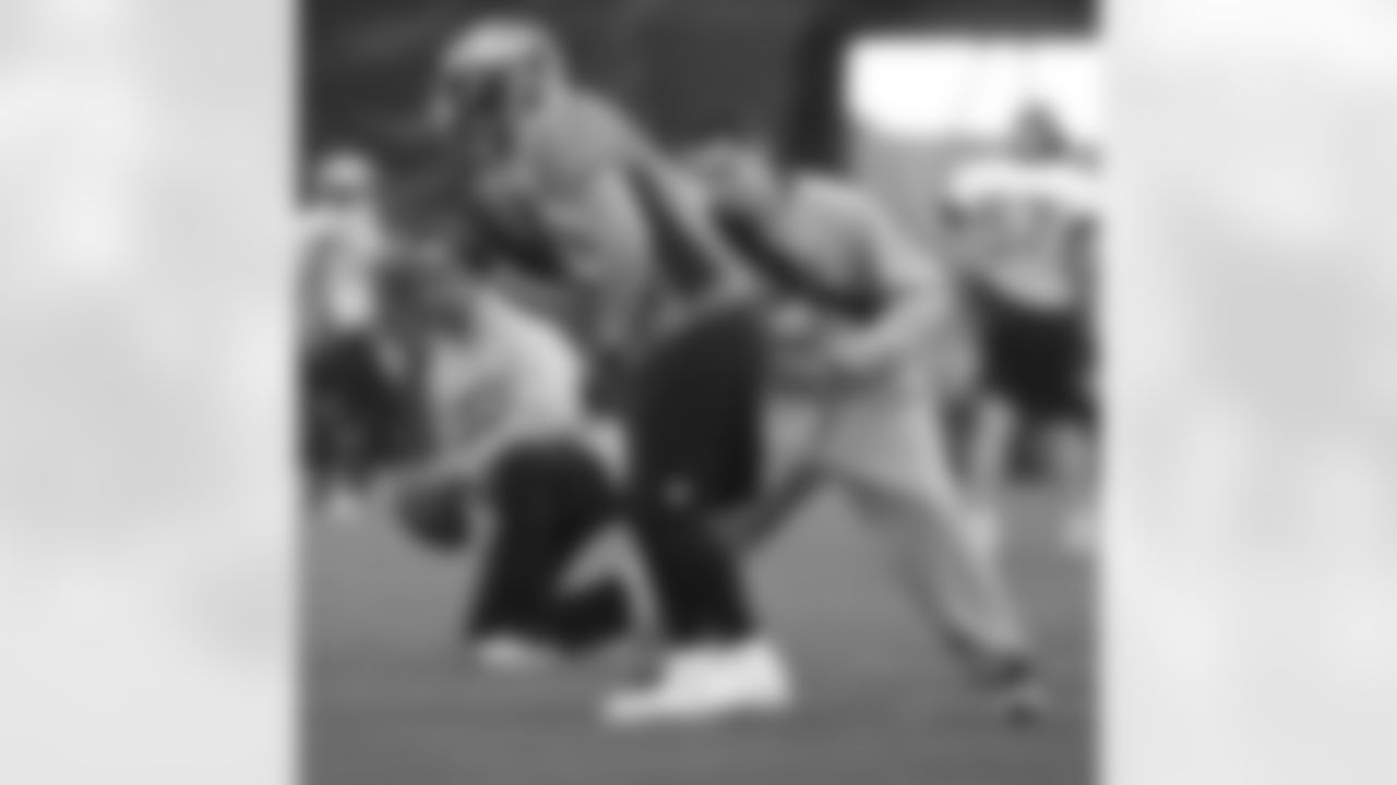 FB Jacob Hester practices holding onto the ball.