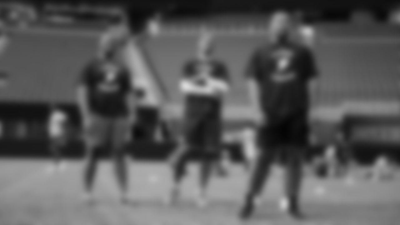 Bradley Chubb hosts a youth football camp along with his brother and his parents at Mercedes-Benz Stadium in Atlanta on June 30, 2019.