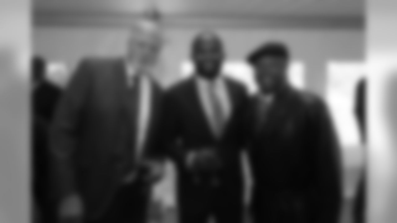 Bob Swenson, Champ Bailey and Rick Upchurch at the Broncos' Ring of Fame and Fantennial event recognizing the Broncos Top 100 Team on October 11, 2019 at Empower Field at Mile High. (Photo by Gabriel Christus)