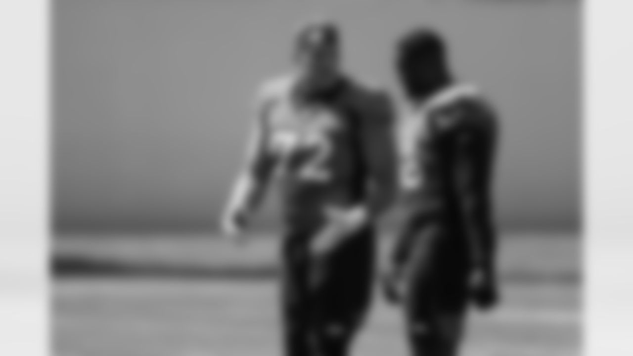 Garett Bolles and Calvin Anderson during training camp at UCHealth Training Center in Centennial, CO, August 19, 2020.
Photo by Gabriel Christus