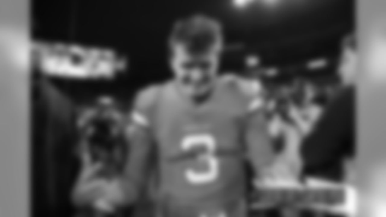 Drew Lock after the Broncos' game against the Detroit Lions at Empower Field at Mile High on December 22, 2019. (Photo by Ben Swanson)