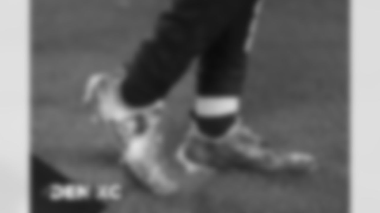 Denver Broncos wide receiver Jerry Jeudy's (10) cleats during the NFL game against the Kansas City Chiefs at Arrowhead Stadium in Kansas City, Missouri, December 06, 2020.
Photo by Gabriel Christus