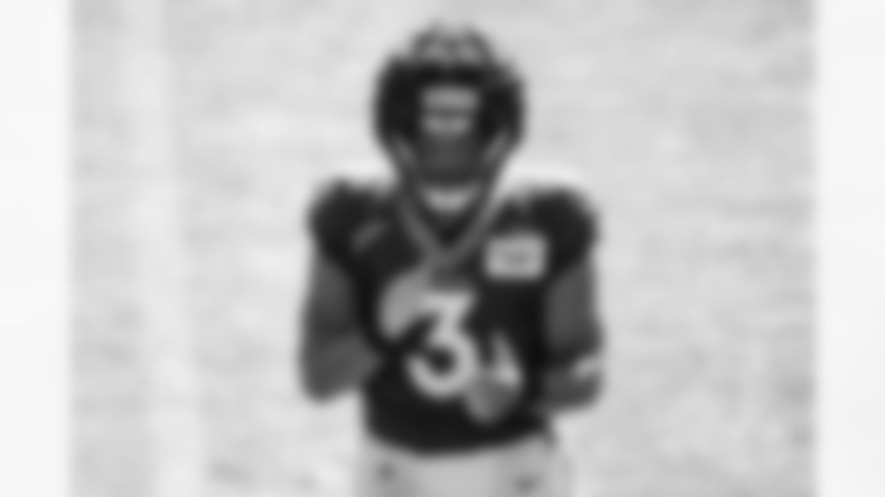 Russell Wilson during a training camp practice at Centura Health Training Center on August 2, 2023 in Englewood, Colorado. Photo by Ben Swanson / Denver Broncos