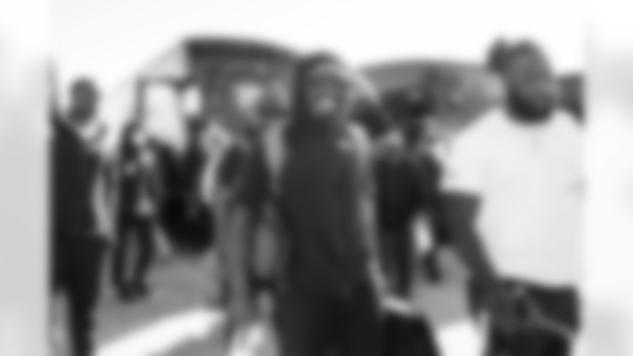 Von Miller on the tarmac at Denver International Airport on October 20, 2021 during the team's travel to Cleveland for a Week 7 game against the Browns. (Photo by Joe Abdellah)