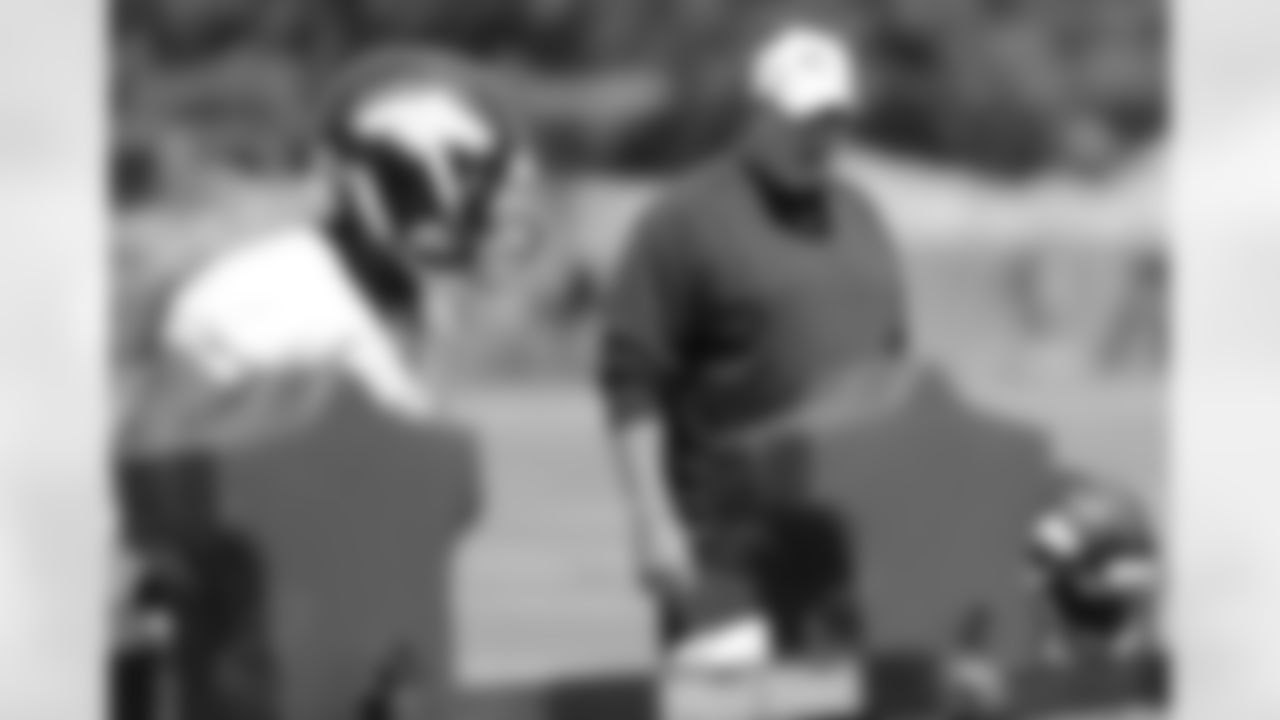 Offensive Line Coach Dave Magazu watches over a drill.