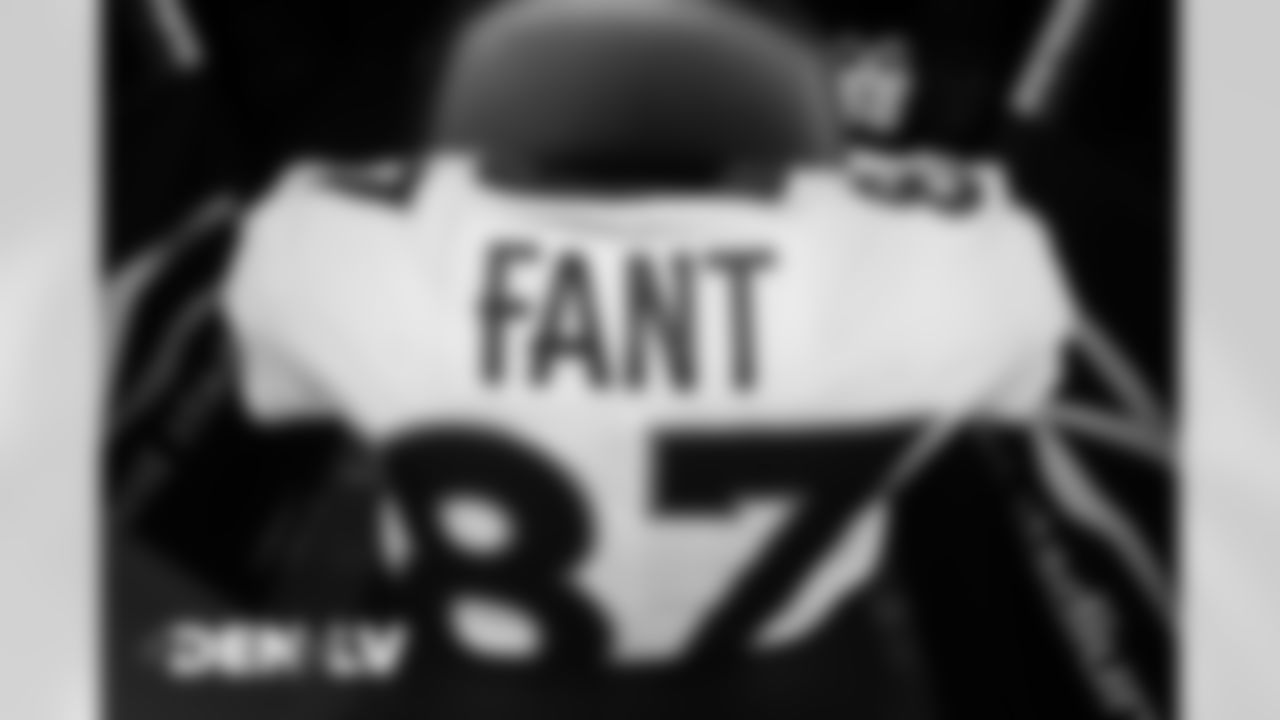 Noah Fant's jersey in the locker room before the Broncos' Week 10 game against the Las Vegas Raiders at Allegiant Stadium in Las Vegas, Nevada. (Photo by Joe Abdellah)