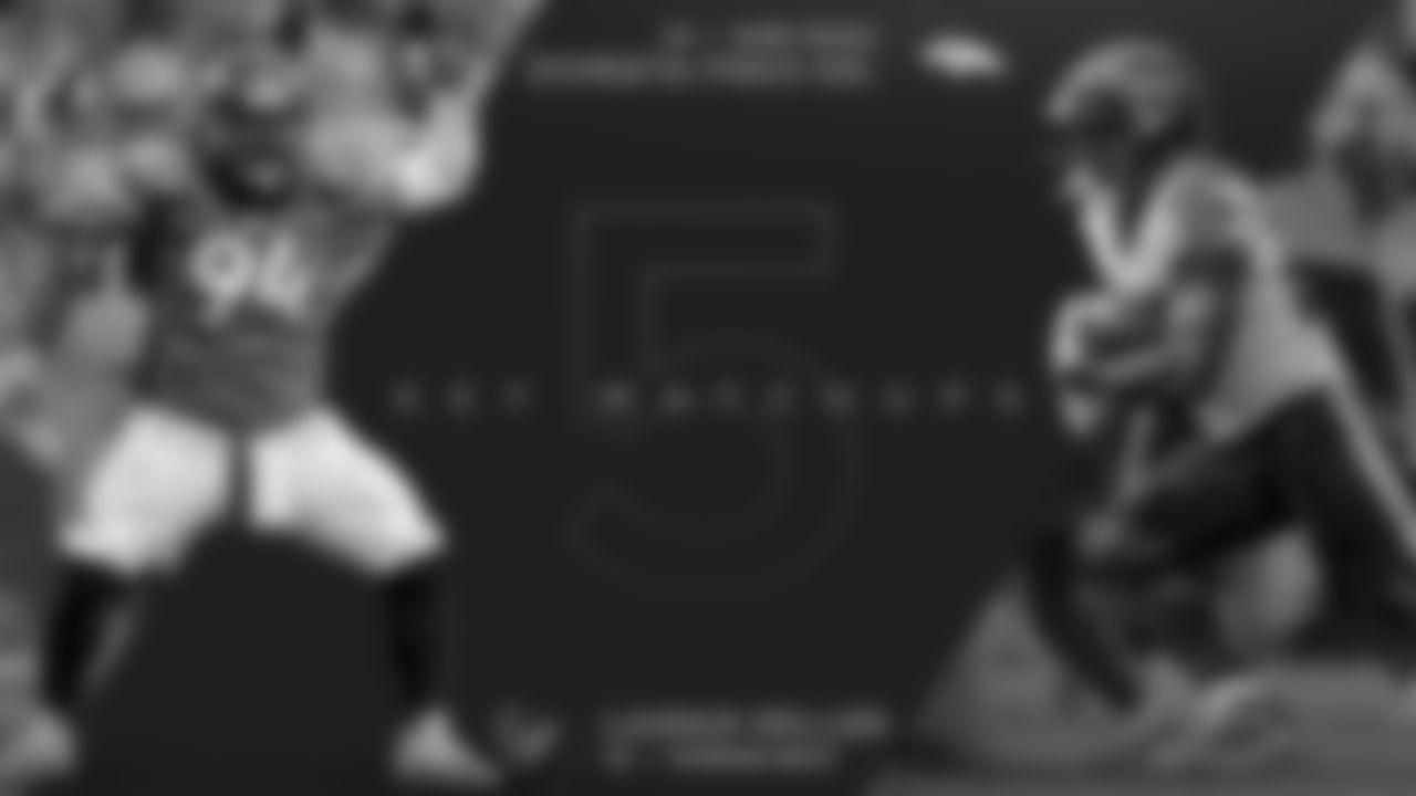 The Broncos' defense has done a terrific job against the run the past couple of weeks, and it will likely need to step up again on Sunday. Domata Peko Sr., in the middle of it all, can lead that charge. The 13-year veteran can take up double-teams in the middle and allow his teammates to attack the gaps to bring down Houston ball carriers, namely Lamar Miller. With back-to-back weeks of at least 100 yards rushing, Miller is providing tough running in between the tackles. The Texans have run more than any other team over the past five weeks, so slowing down Miller could force them to abandon their run-first game plan.

"I just think guys are doing their job and executing their job — fitting their gaps and just recognizing the runs a little bit better," Defensive Coordinator Joe Woods said Thursday. "We've seen some exotic-type runs in the previous games, but [I'm] really pleased with how they played the run the last two."