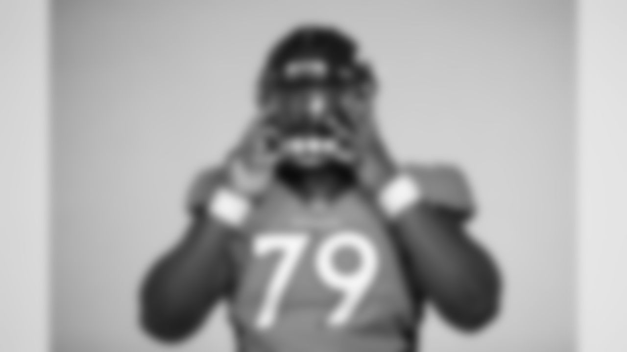Lloyd Cushenberry III during a media session with green screens and a photo studio for early reports at UCHealth Training Center on July 31, 2020. (Photo by Ben Swanson)
