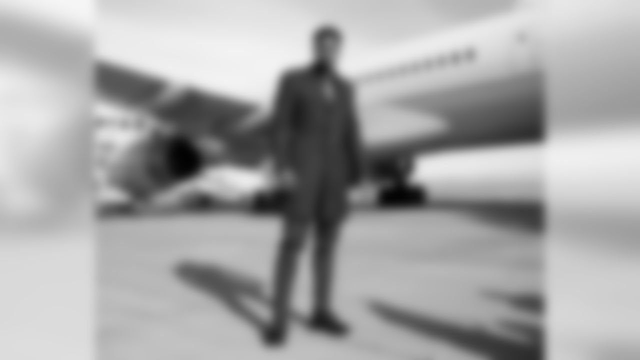 Courtland Sutton on the tarmac at Denver International Airport during the team's travel to Texas on December 7, 2019 ahead of their Week 14 game against the Houston Texans. (Photo by Ben Swanson)
