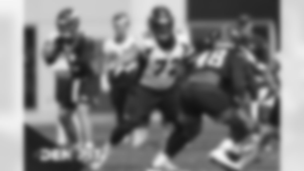 Garett Bolles in action during practice at UCHealth Training Center in Centennial, CO, September 17, 2020.
Photo by Gabriel Christus