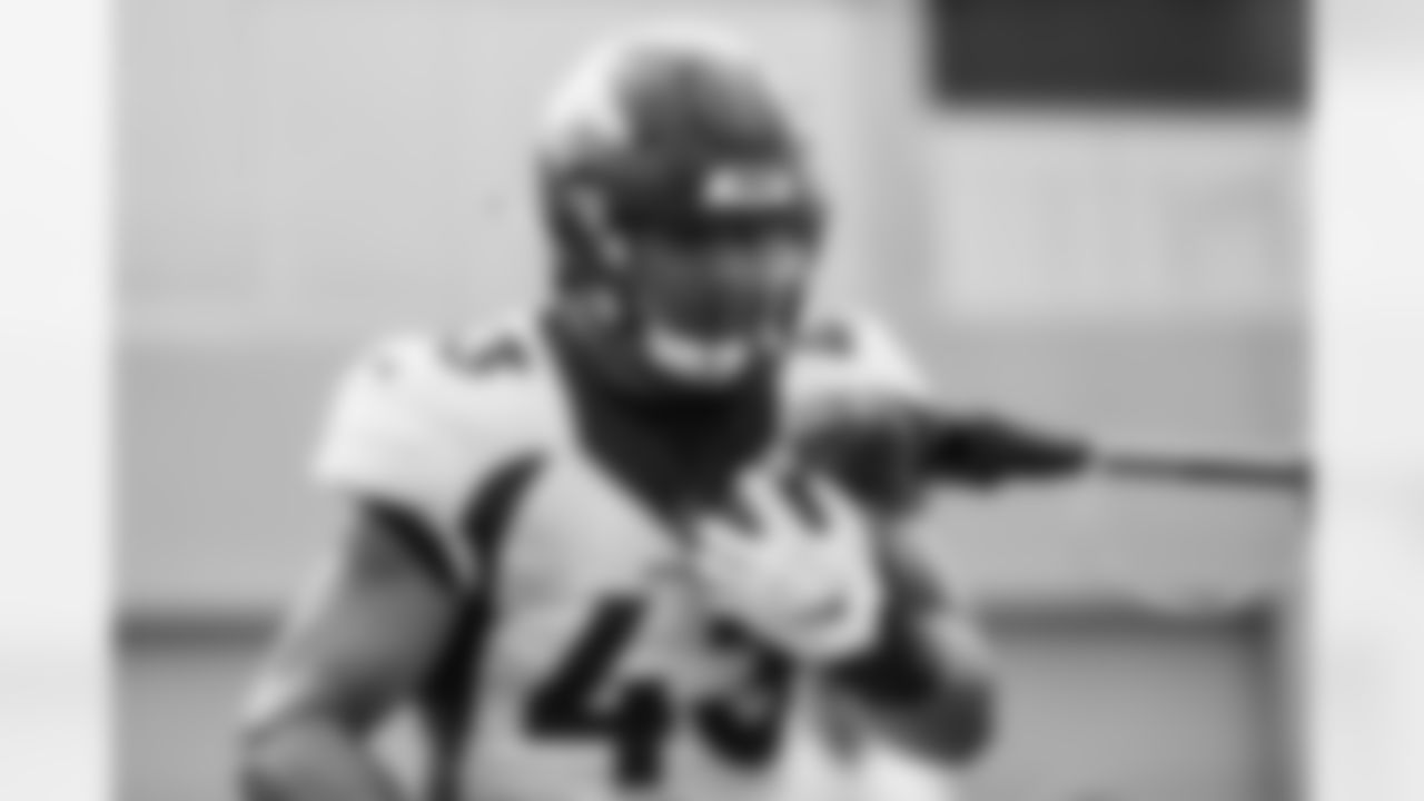 Adam Prentice during practice on the sixth day of training camp at UCHealth Training Center on August 3, 2021. (Photo by Ben Swanson)