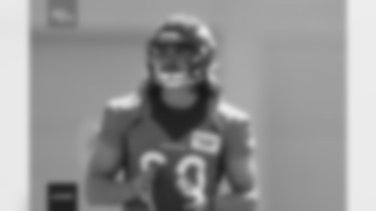 Greg Dulcich during the rookie minicamp on Friday, May 13, 2022 at UCHealth Training Center in Englewood, Colorado.
Photo by Gabriel Christus