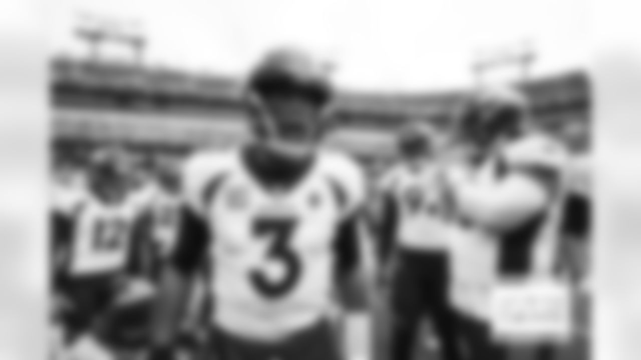 Russell Wilson at the Broncos' Week 10 game against the Tennessee Titans at Nissan Stadium in Nashville, Tennessee on November 13, 2022. (Photo by David Dermer)