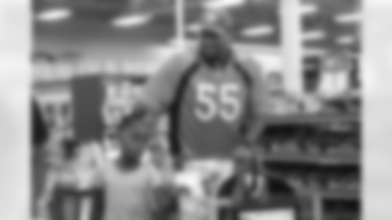 Outside linebacker Bradley Chubb (55) at the 2018 Back to School with the Broncos shopping spree on July 23, 2018. Each student received $100 for school supplies.