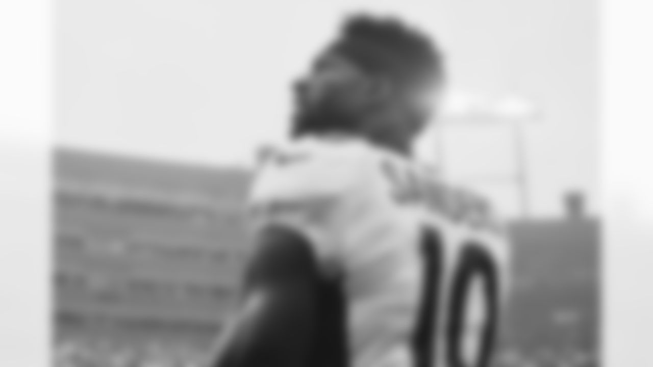 Emmanuel Sanders during the national anthem before the Broncos' Week 3 game against the Green Bay Packers on September 22, 2019 at Lambeau Field. (Photo by Ben Swanson)