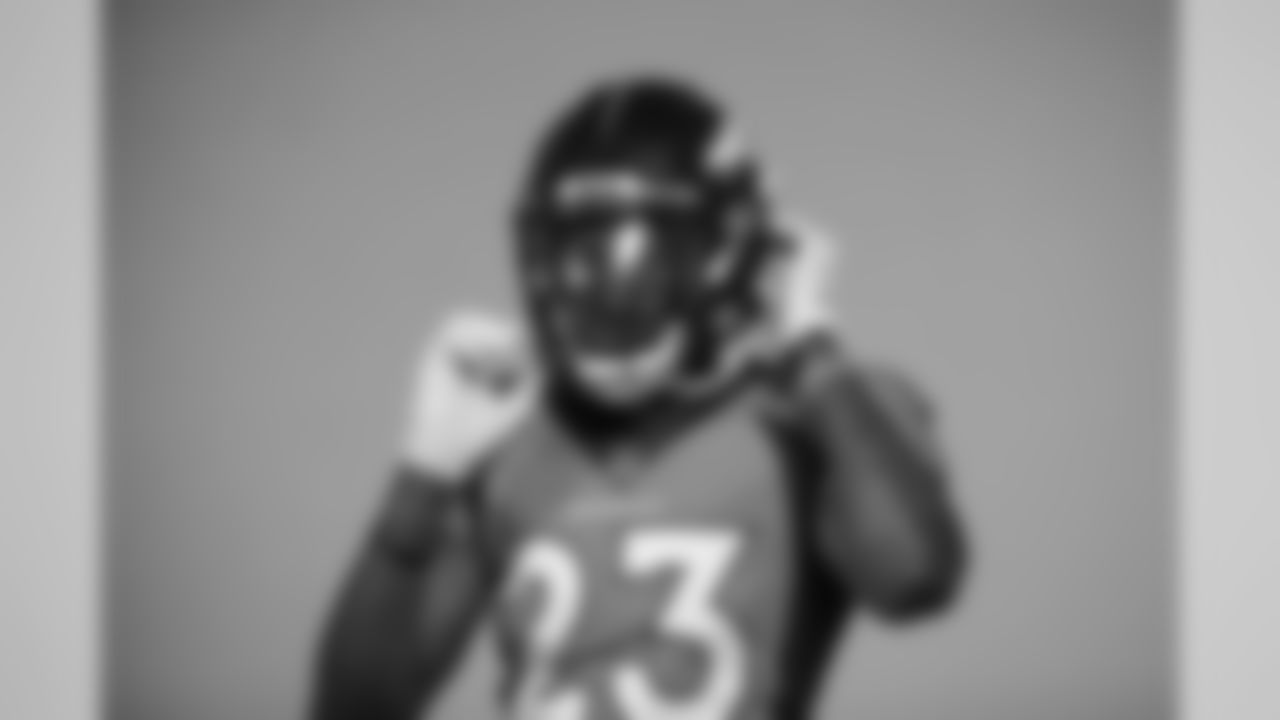 Michael Ojemudia during a media session with green screens and a photo studio for early reports at UCHealth Training Center on July 31, 2020. (Photo by Ben Swanson)