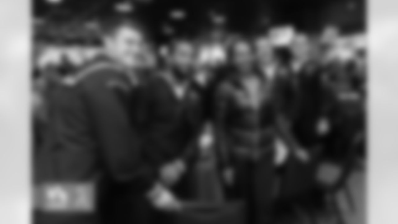 Condoleezza Rice greets military service members during a Salute to Service brunch before the Broncos' Week 11 game against the Las Vegas Raiders at Empower Field at Mile High in Denver, Colorado on November 20, 2022. (Photo by Ben Swanson)