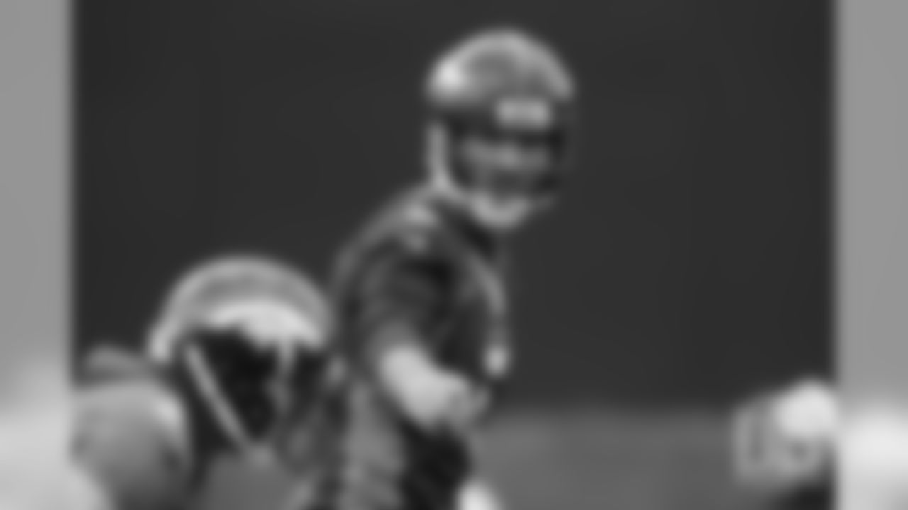 Joe Flacco during the third and final day of voluntary veteran minicamp on April 18, 2019.