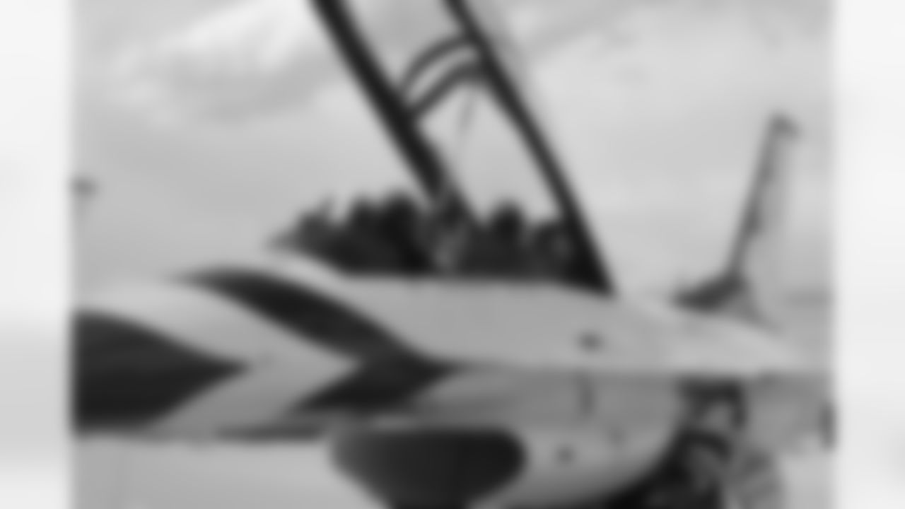 Champ Bailey completed a one-hour ride-along with the Air Force Thunderbirds in an F-16 on Monday.
