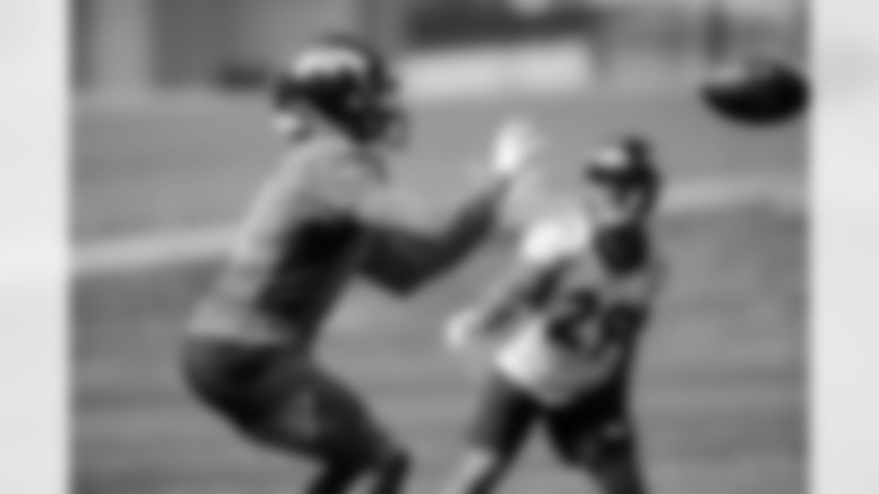 Diontae Spencer during the seventh day of OTA practices at UCHealth Training Center on June 7, 2021. (Photo by Ben Swanson)