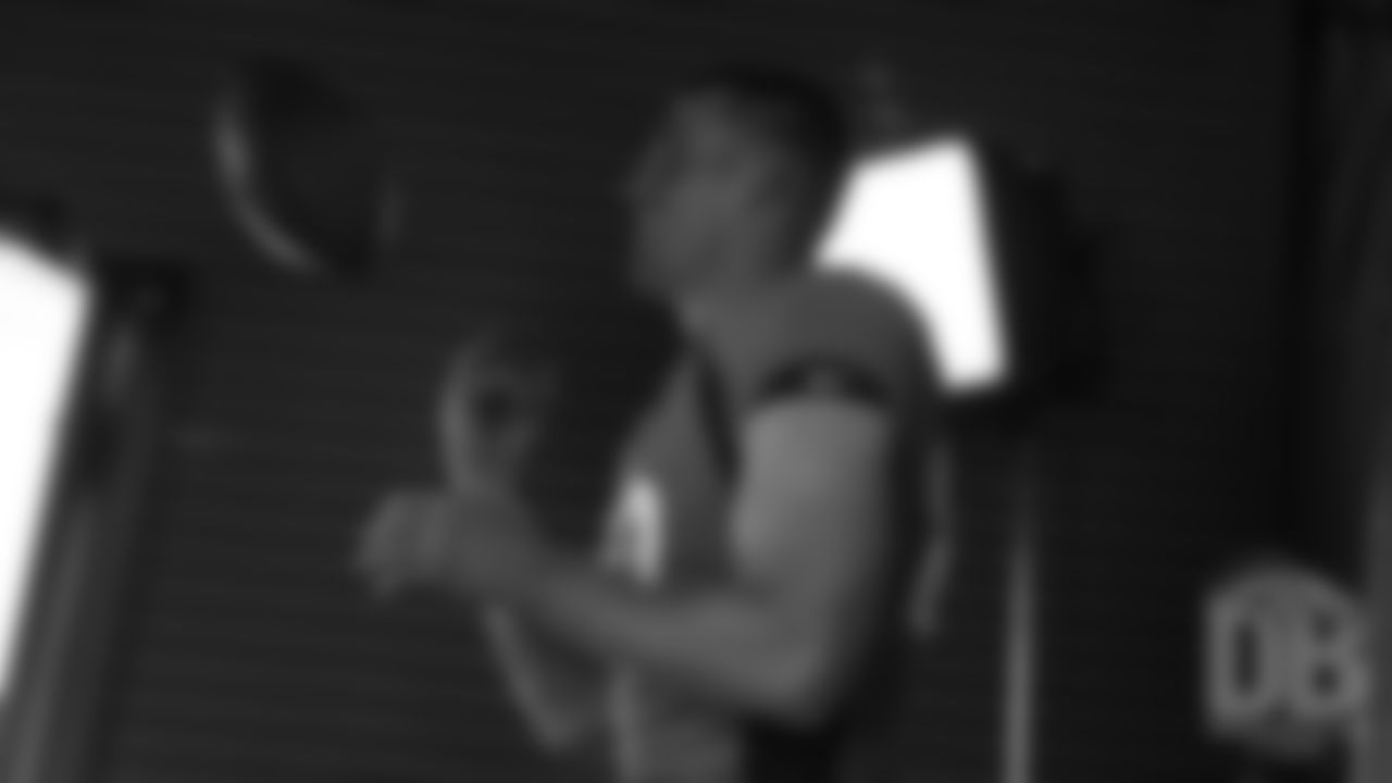 Jeff Heuerman during the Broncos' media day for players to record video and photo shoots for broadcast networks and local media on June 4, 2019.