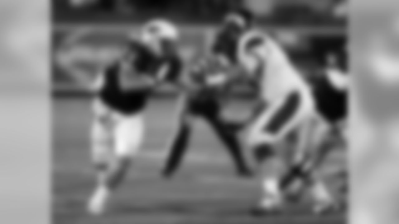 CSU offensive lineman Ty Sambrailo prepares to block against Nevada's Brock Hekking in 2014.