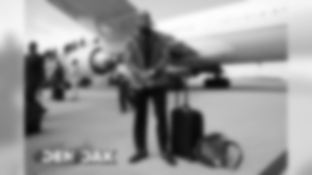 Chris Harris Jr. on the tarmac at Denver International Airport during the team's travel to Oakland on September 8, 2019 ahead of the season opener. (Photo by Ben Swanson)