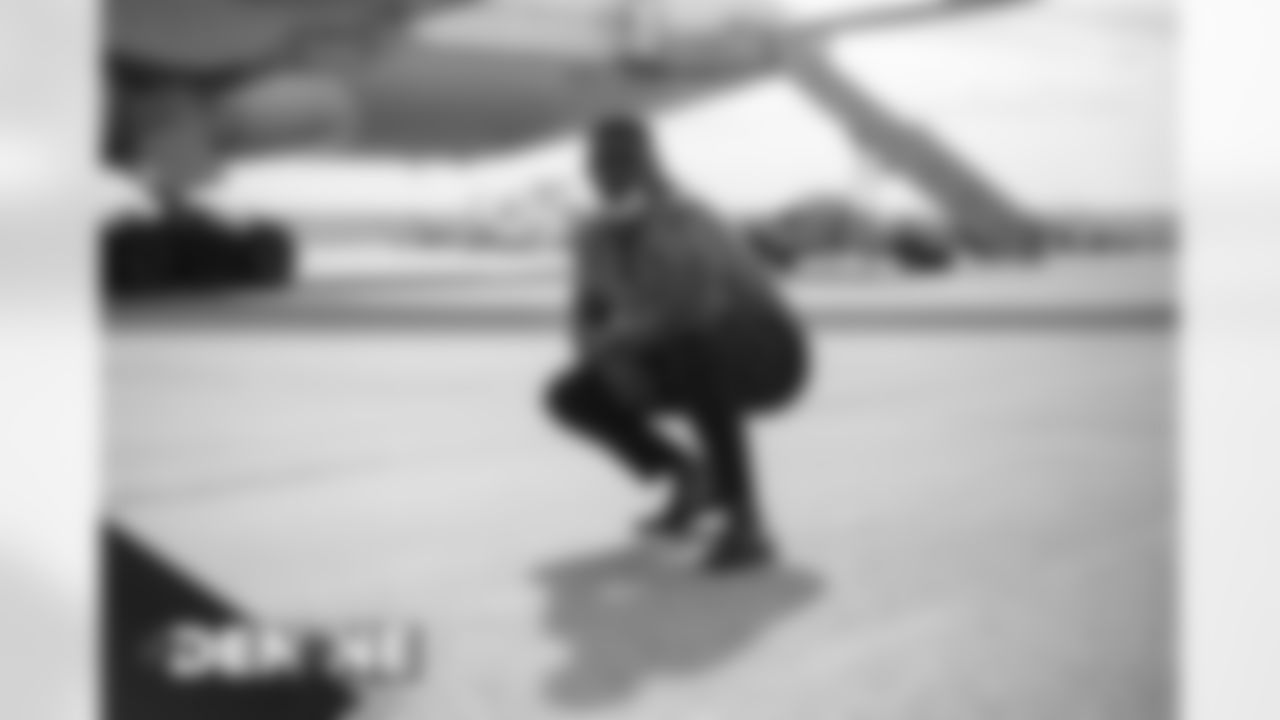 Jeremy Cox on the tarmac at Denver International Airport on October 17, 2020 during the team's travel to New England for a Week 6 game against the Patriots. (Photo by Ben Swanson)