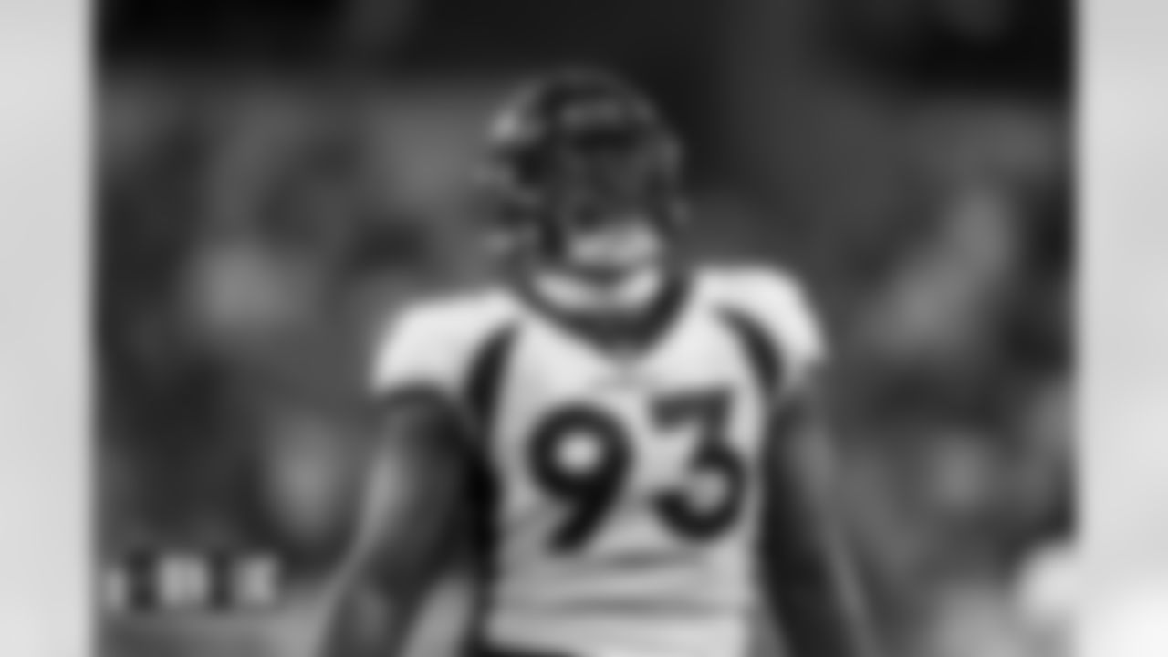 Dre'Mont Jones during the Denver Broncos' Week 6 game against the Los Angeles Chargers at SoFi Stadium in Inglewood, California on October 17, 2022. (Photo by Gabriel Christus)