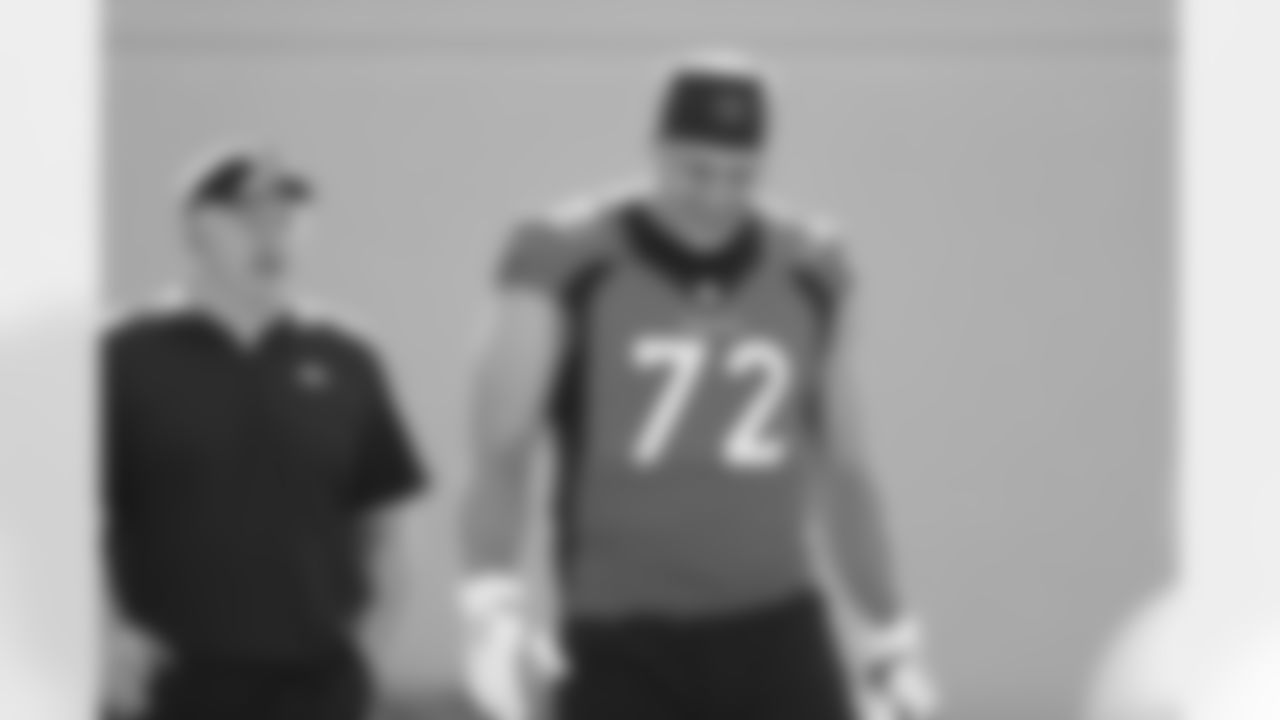Garett Bolles action during OTAs at UCHealth Training Center in Centennial, CO, May 24, 2021.
Photo by Gabriel Christus