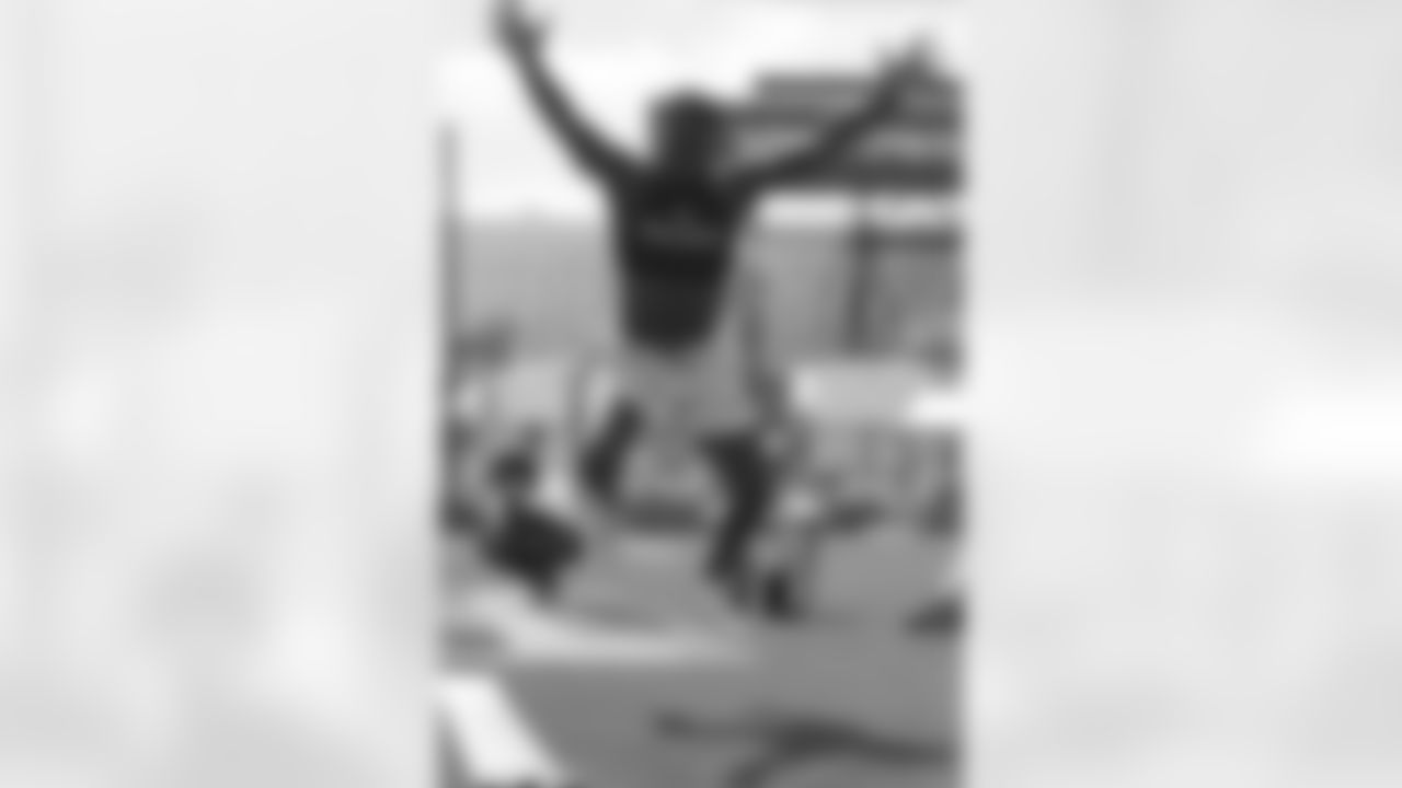 LSU defensive back Kary Vincent Jr. competes in the broad jump at a mini combine organized by House of Athlete, Friday, March 5, 2021, in Fort Lauderdale, Fla. (AP Photo/Marta Lavandier)