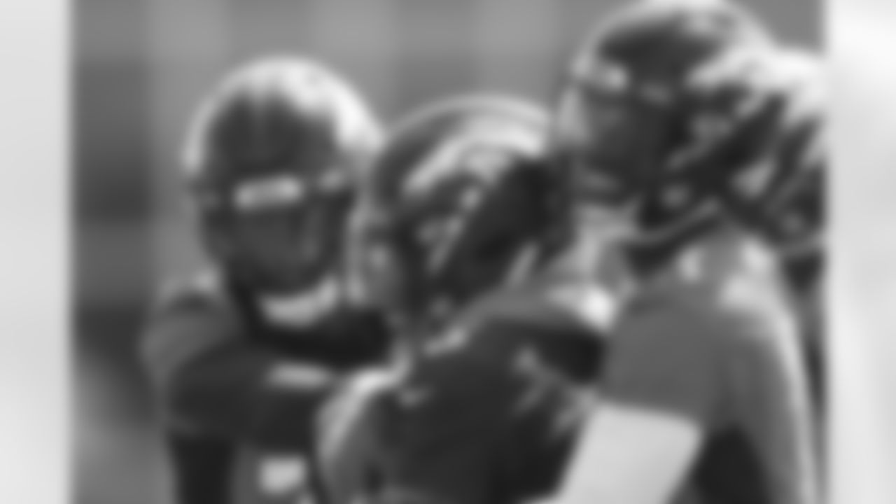 Teddy Bridgewater and Michael Ojemudia during training camp on Thursday, July 29, 2021 at UCHealth Training Center in Englewood, Colorado.
Photo by Gabriel Christus