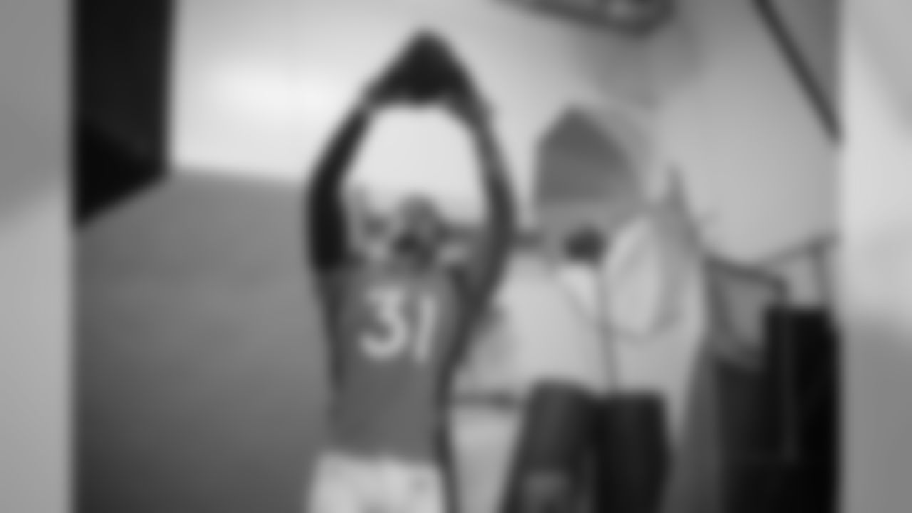 Justin Simmons during the team's annual media day photoshoots on August 2, 2020. (Photo by Ben Swanson)