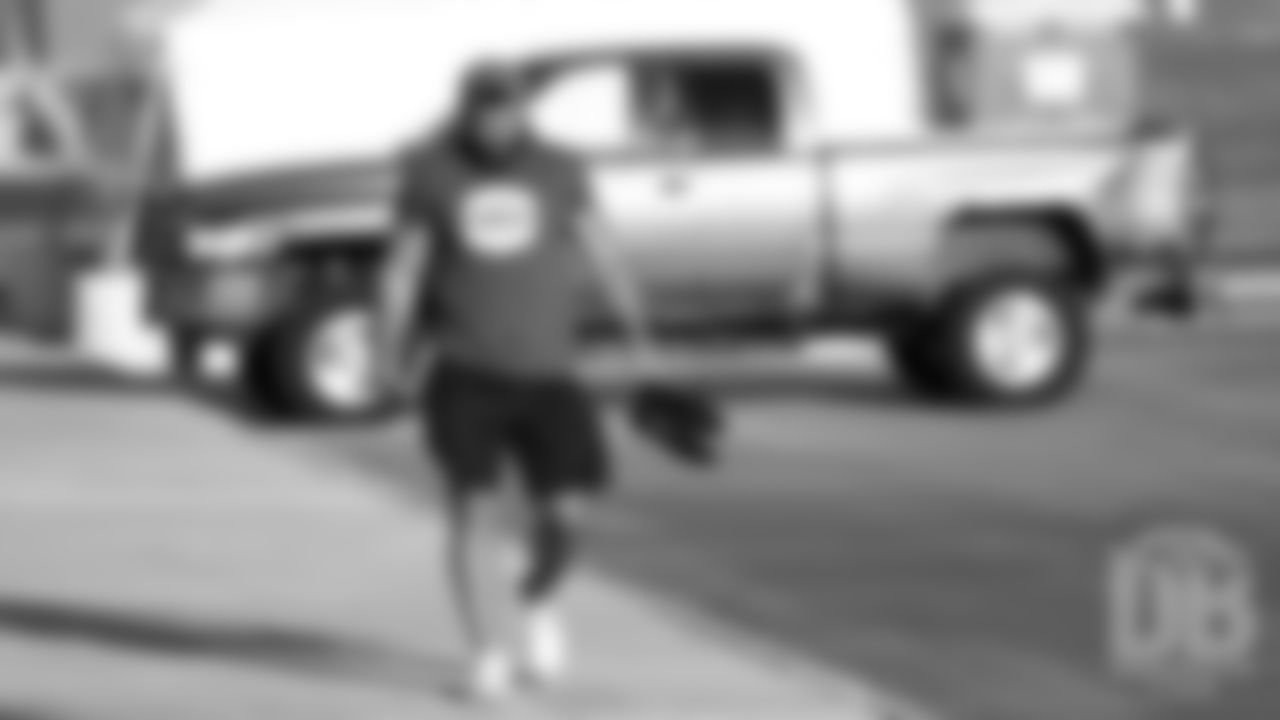 Andy Janovich arrives at UCHealth Training Center to report for training camp on July 17, 2019.