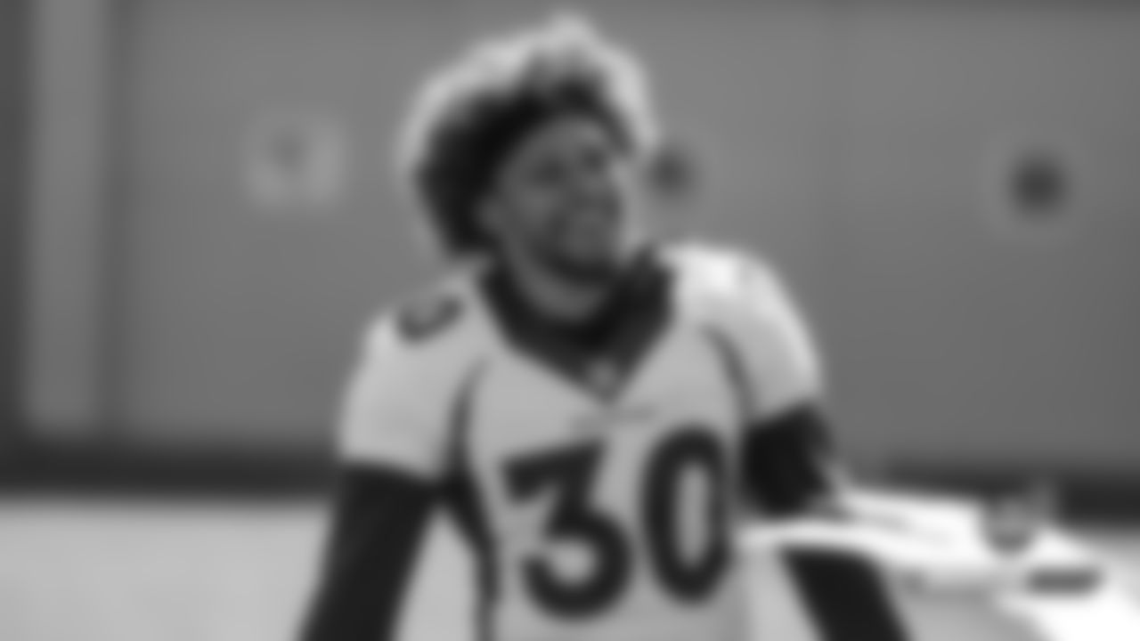 Phillip Lindsay during practice on Day 14 of training camp on August 6, 2019.