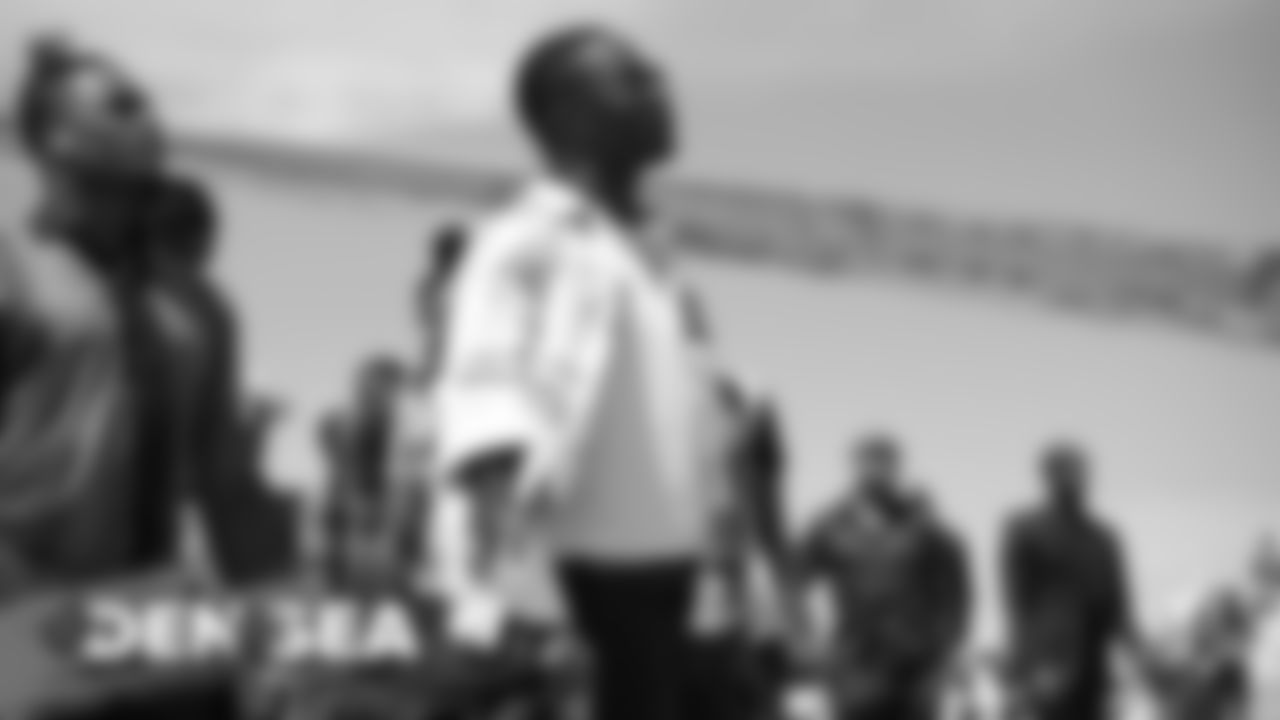 Will Parks on the tarmac for the Broncos' flight to Seattle on August 7, 2019 ahead of their game against the Seahawks.