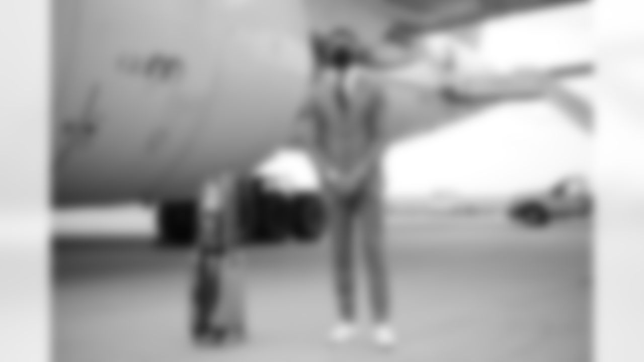 Justin Simmons on the tarmac at Denver International Airport on October 17, 2020 during the team's travel to New England for a Week 6 game against the Patriots. (Photo by Ben Swanson)