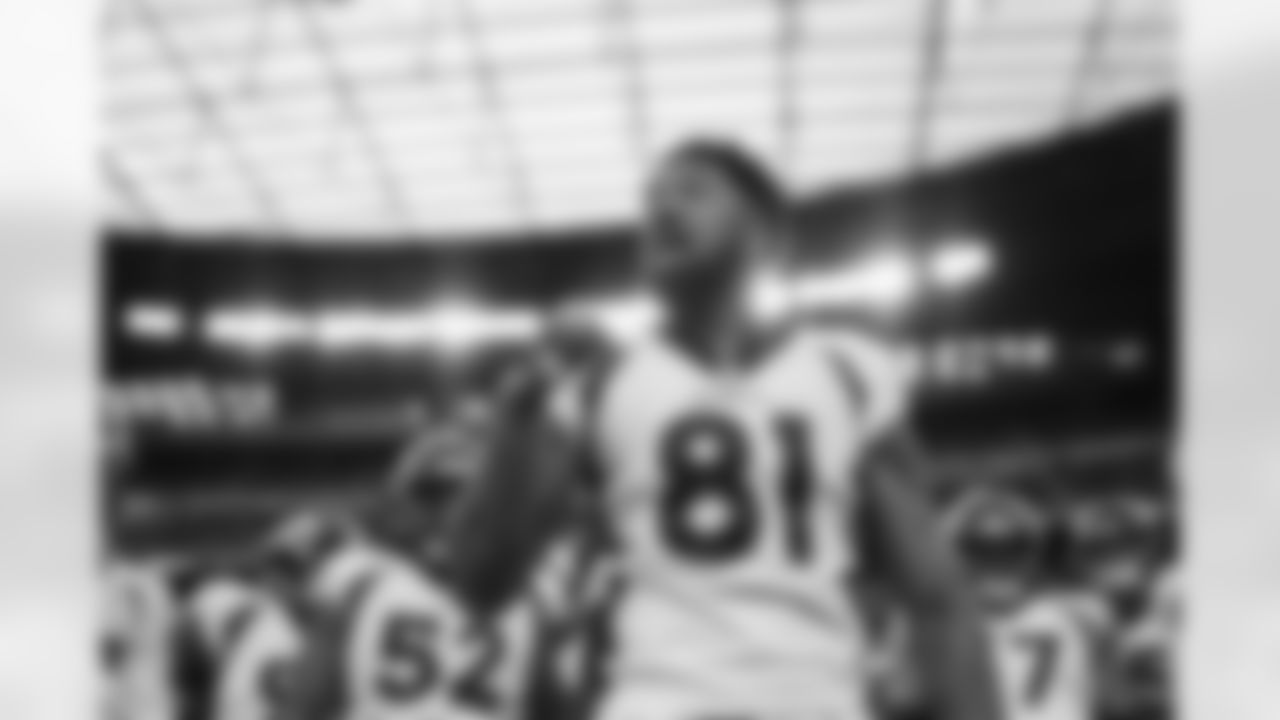 Tim Patrick during the NFL game against the Las Vegas Raiders on Sunday, December 26, 2021 at Allegiant Stadium in Las Vegas, Nevada.