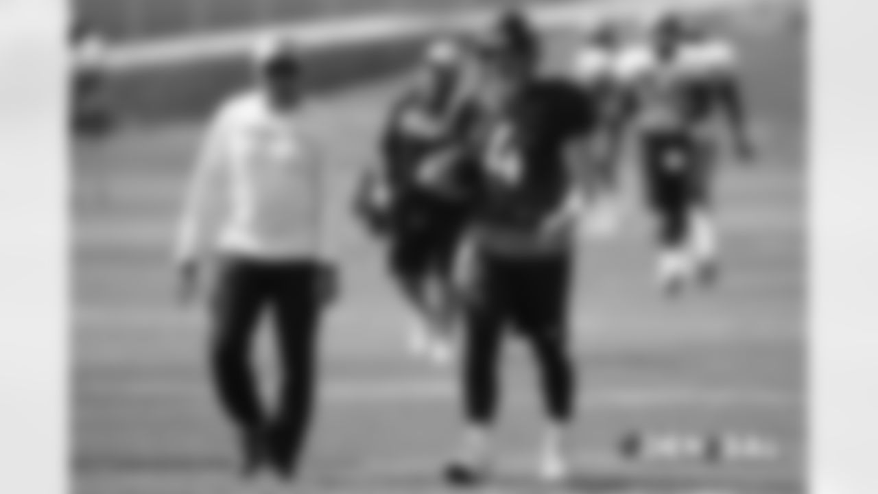 Case Keenum and Quarterbacks Coach Mike Sullivan during practice at UCHealth Training Center in Centennial, CO, September 20, 2018.
Photo by Gabriel Christus
