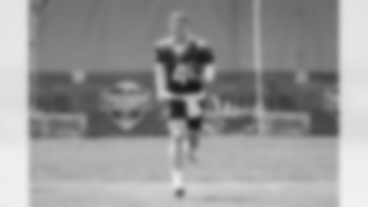 Brett Rypien during a training camp practice for early reports (rookies, quarterbacks and select veterans) at UCHealth Training Center on July 25, 2021. (Photo by Ben Swanson)