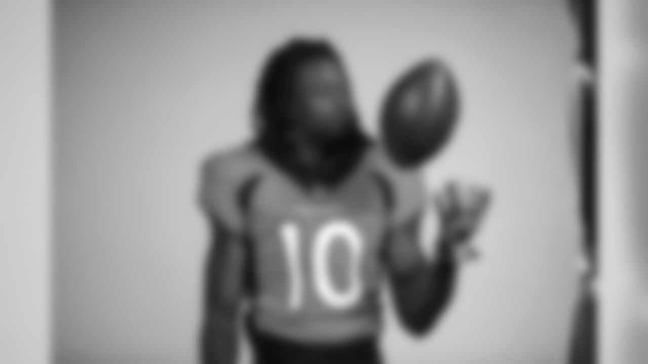 Jerry Jeudy during a media session with green screens and a photo studio for early reports at UCHealth Training Center on July 31, 2020. (Photo by Ben Swanson)