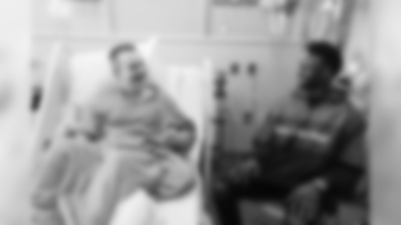 Emmanuel Sanders sits down for an interview with a Children's Hospital Colorado Junior Reporter on December 4, 2018.