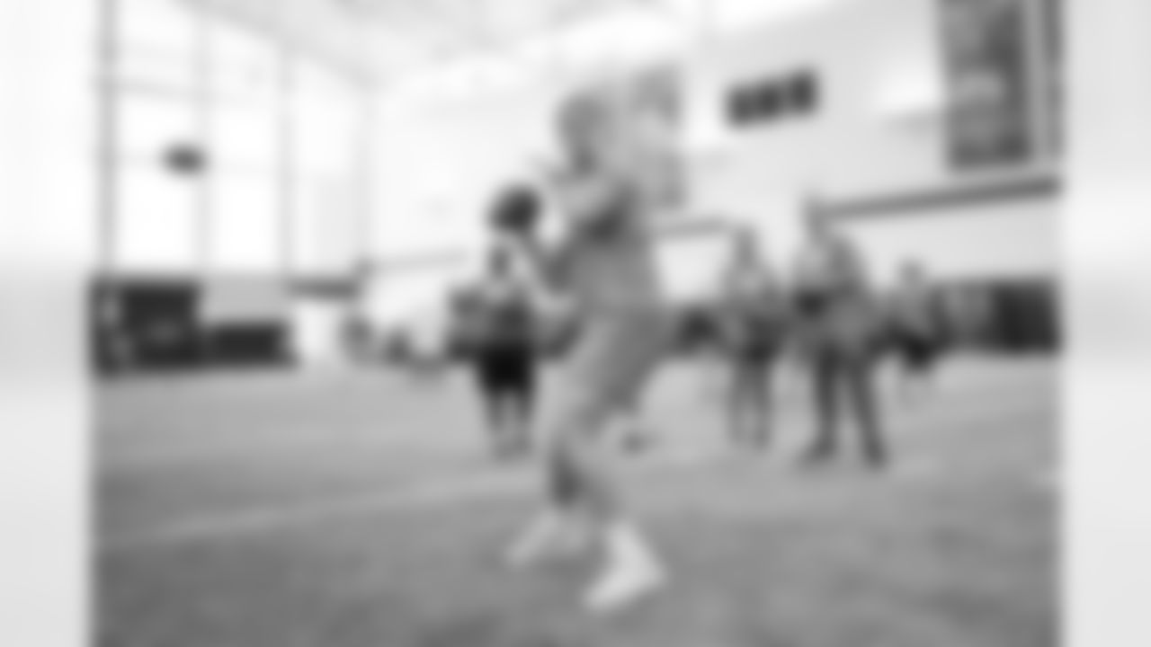Military members compete in USAA's Salute to Service NFL Boot Camp at Centura Health Training Center on August 29, 2023 in Englewood, Colorado. Photo by Ben Swanson / Denver Broncos