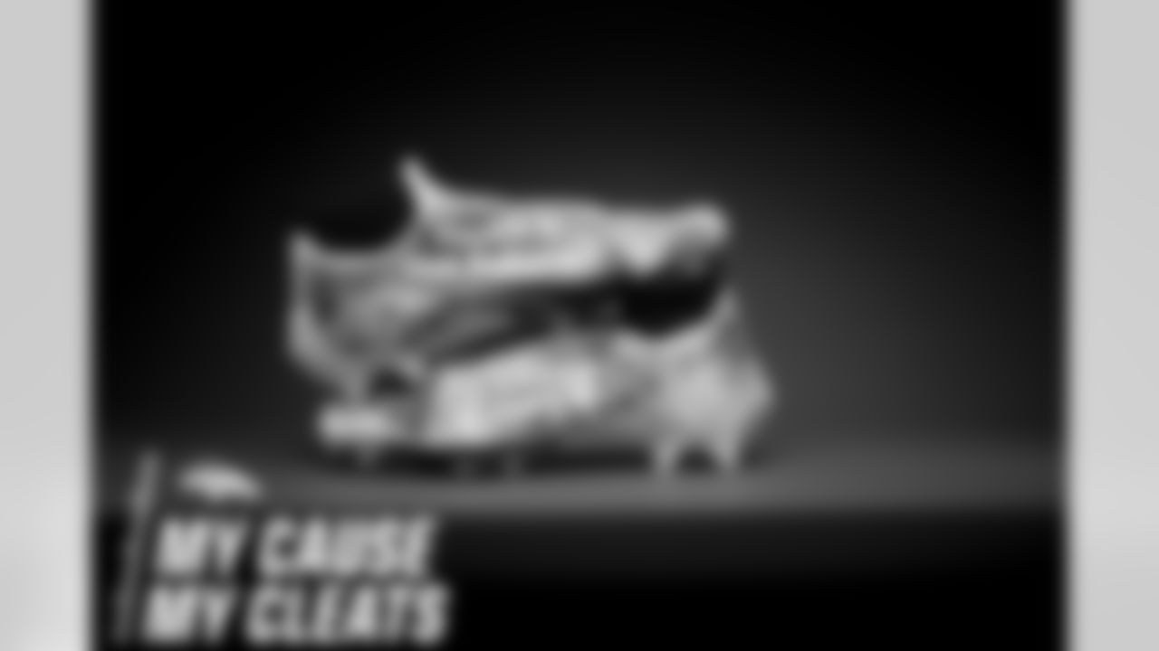 Justin Simmons's cleats represent the Justin Simmons Foundation for the 2020 My Cause My Cleats campaign.
Photo by Gabriel Christus