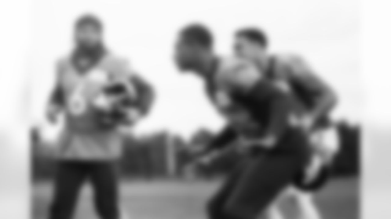 Pat Surtain II and Justin Simmons dance during the Broncos' week of practice at Harrow School in London, England in the United Kingdom. This image is part of the Broncos' film series documenting the team's trip to London. (Photo by Ben Swanson)