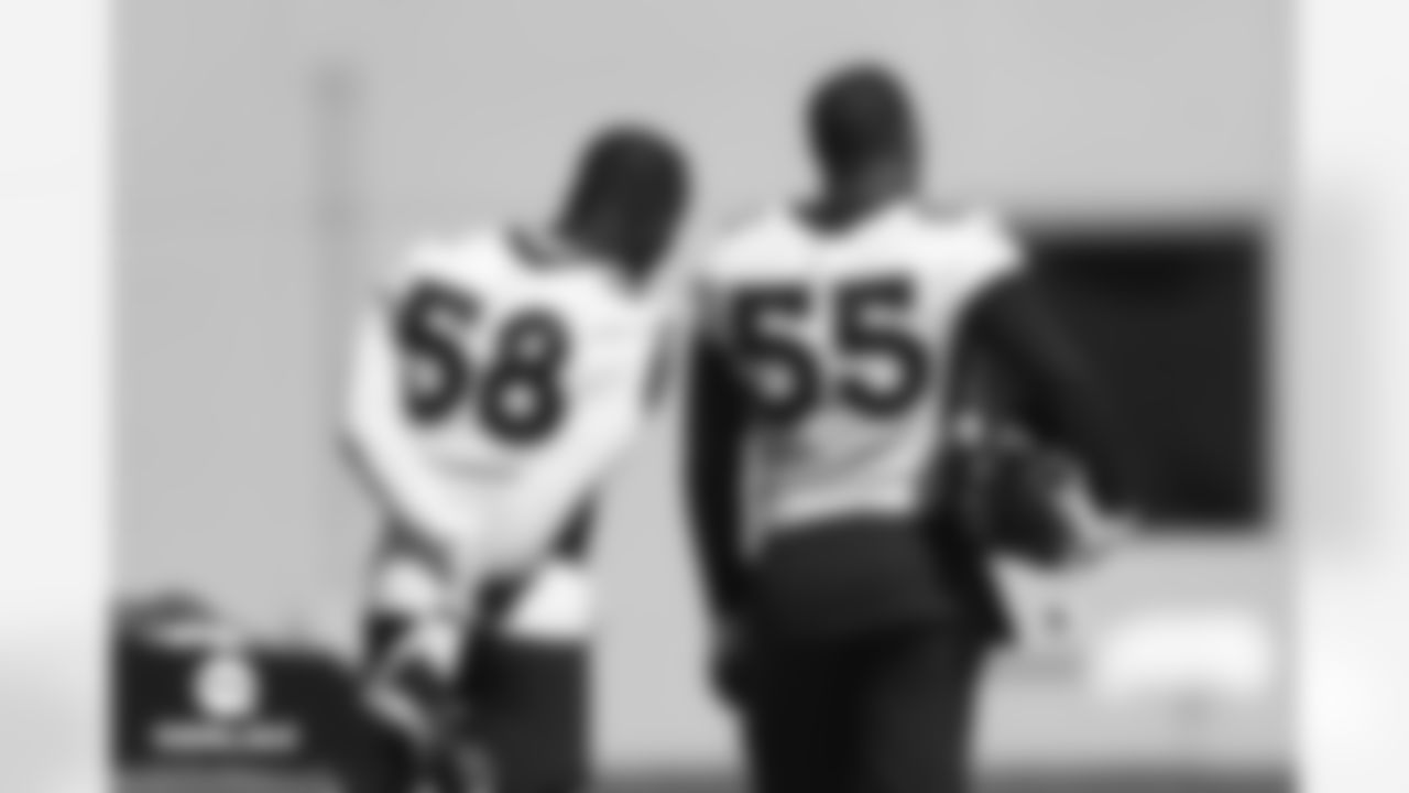 Von Miller and Bradley Chubb during practice on Wednesday, September 15, 2021 at UCHealth Training Center in Englewood, Colorado.
Photo by Gabriel Christus