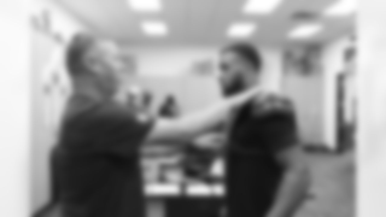 Jalen Virgil and Jason Schell during the rookie equipment fitting on Thursday, May 12, 2022 at UCHealth Training Center in Englewood, Colorado.
Photo by Gabriel Christus