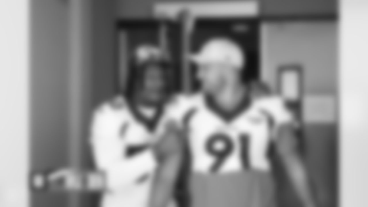 Jonas Griffith and Matt Henningsen during practice on Wednesday, October 19, 2022 at UCHealth Training Center in Englewood, Colorado.
Photo by Gabriel Christus/Denver Broncos