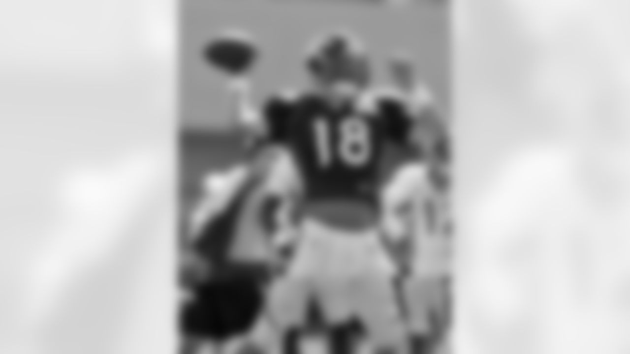 QB Peyton Manning throws a pass.